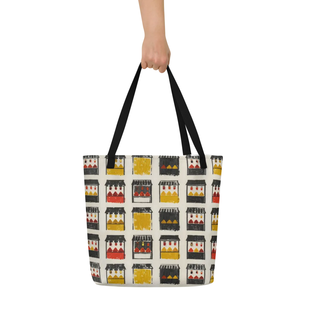 Market Stall Study on Large Tote Bag W/ Pocket — Front