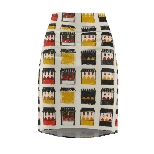 Market Stall Study on a Pencil Skirt