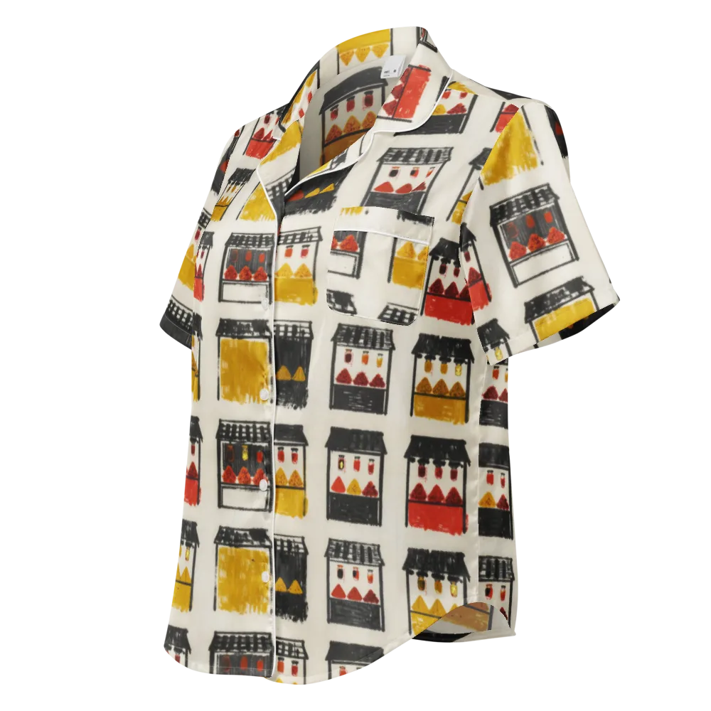 Market Stall Study on Women's Short Sleeve Pajama Top — Left Front