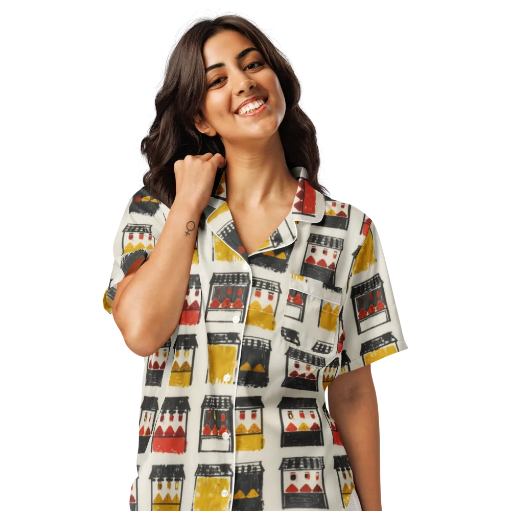 Market Stall Study on Women's Short Sleeve Pajama Top — Front