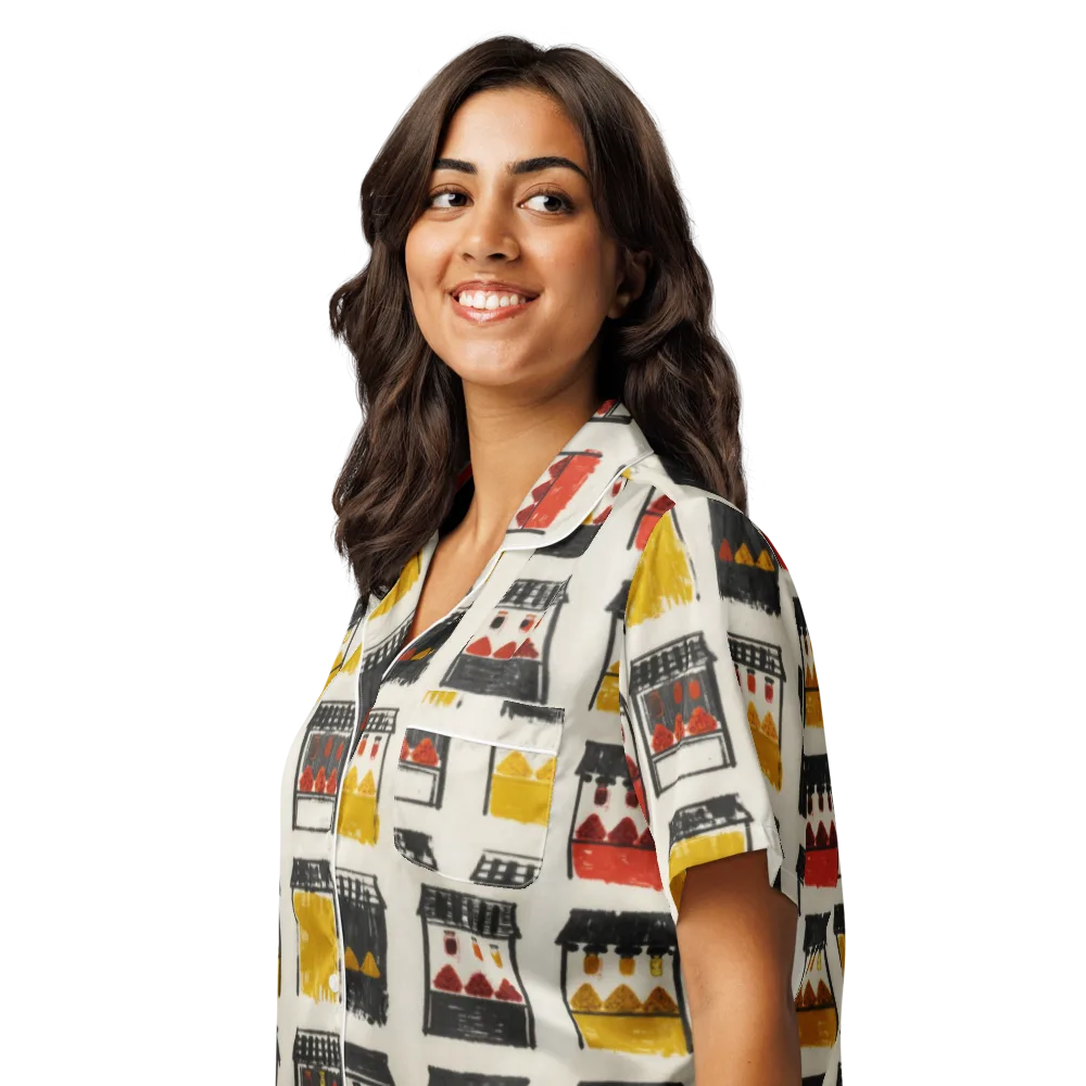 Market Stall Study on Women's Short Sleeve Pajama Top — Left Front