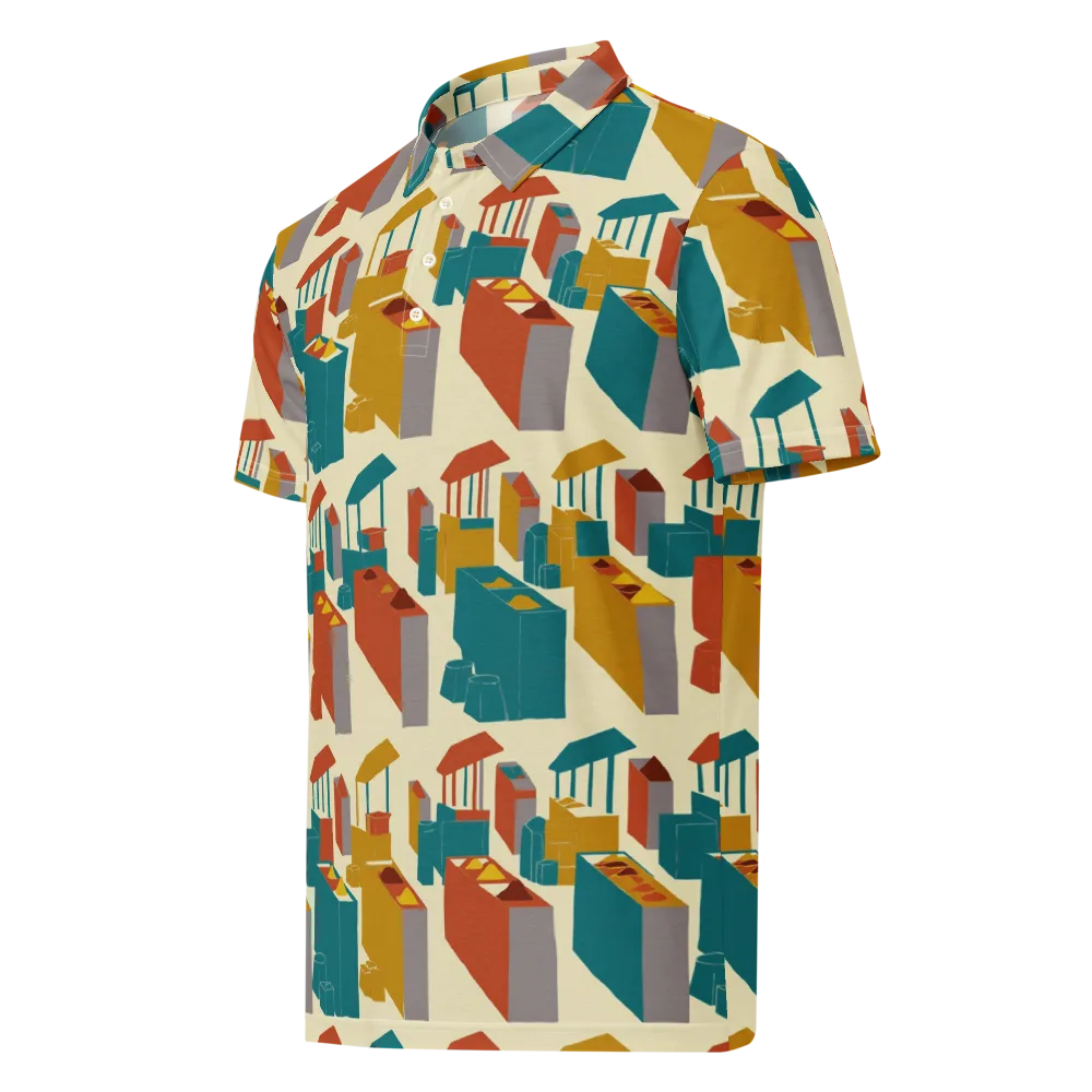 Market Geometry on Men's Slim Fit Polo Shirt — Left Front