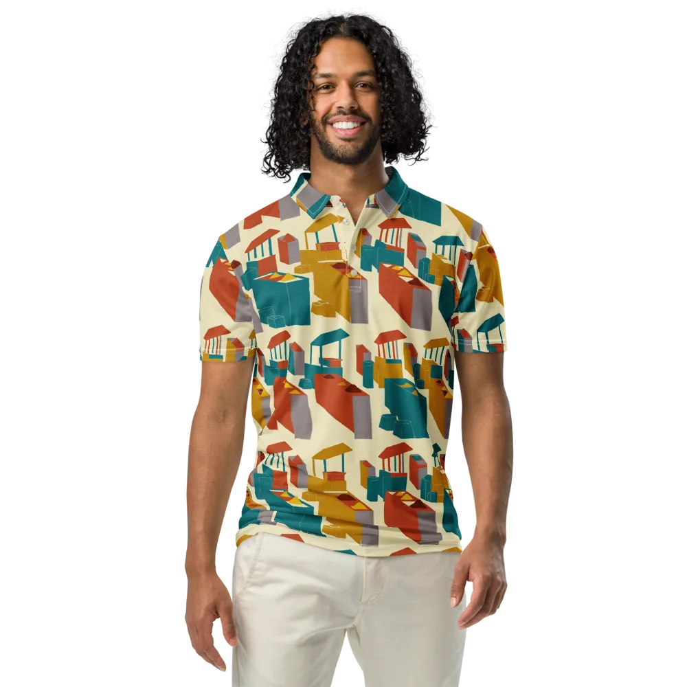 Market Geometry on Men's Slim Fit Polo Shirt — Front