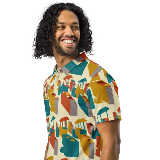 Market Geometry on a Men's Slim Fit Polo Shirt