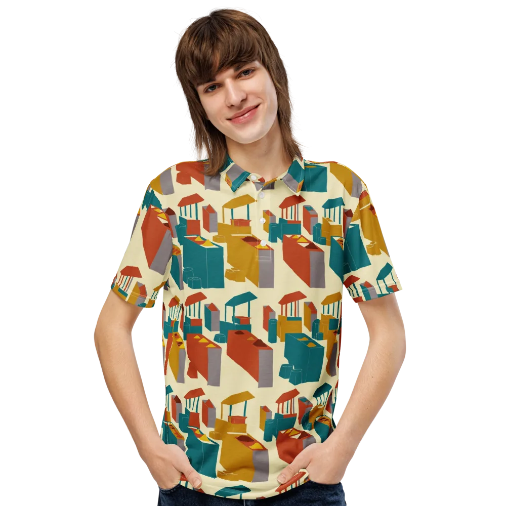 Market Geometry on Men's Slim Fit Polo Shirt — Front