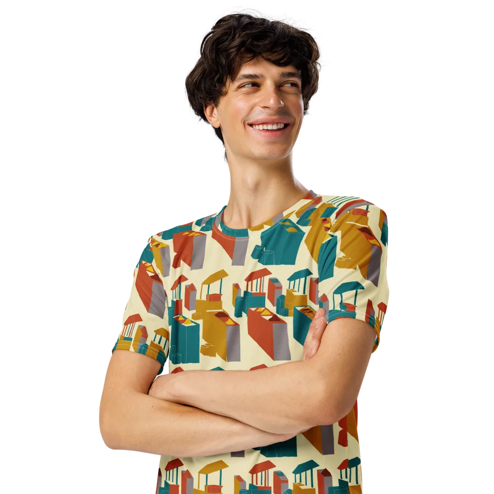 Market Geometry on Men's Crew Neck T-Shirt — Left Front