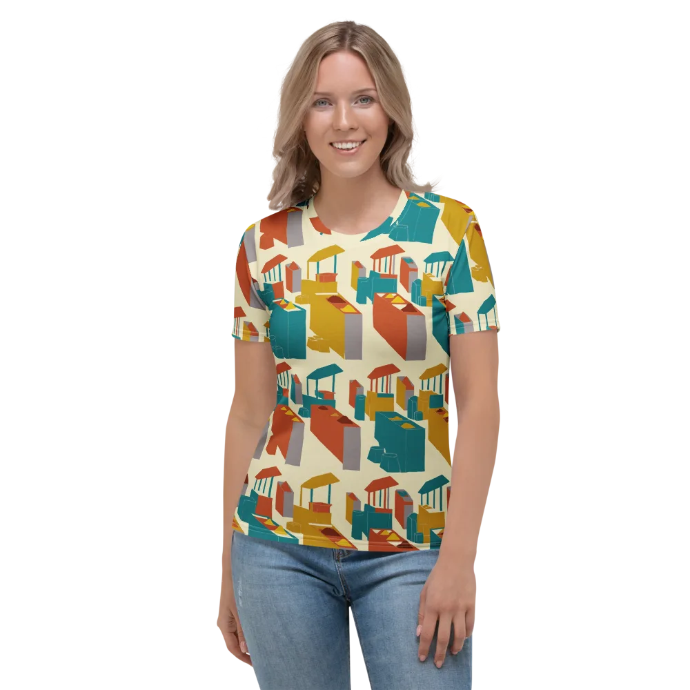 Market Geometry on Women's Crew Neck T-Shirt — Front