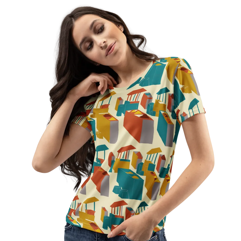 Market Geometry on Women's Crew Neck T-Shirt — Left Front