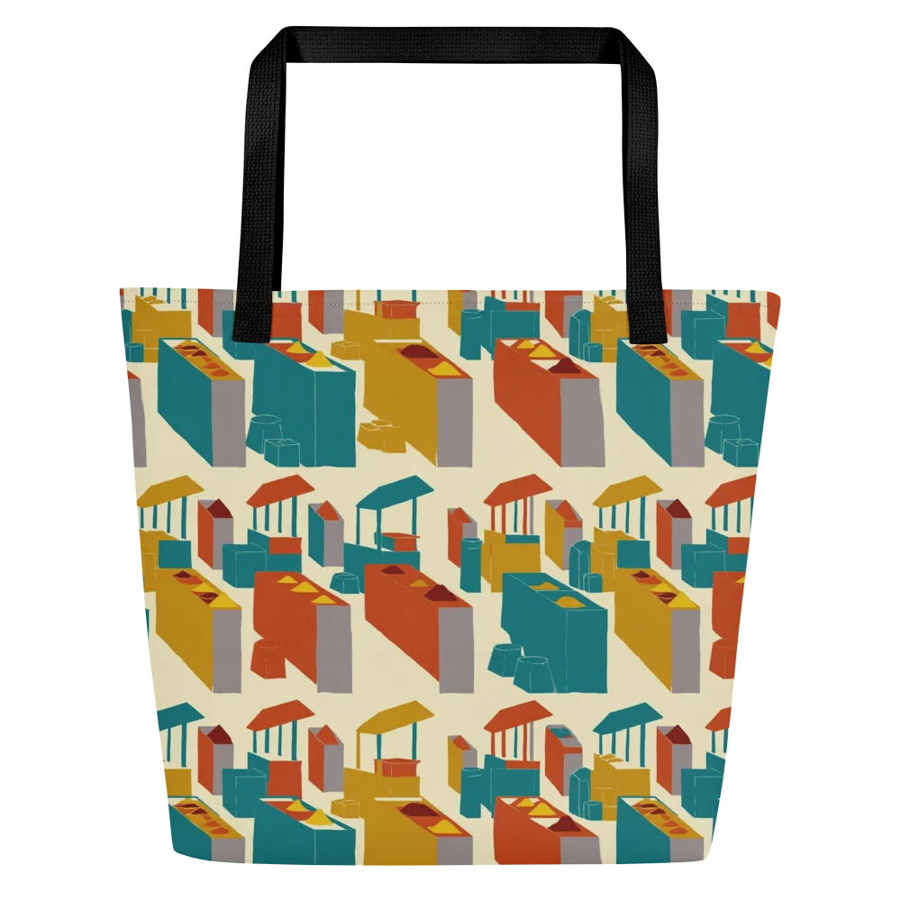 Market Geometry on Large Tote Bag W/ Pocket — Front