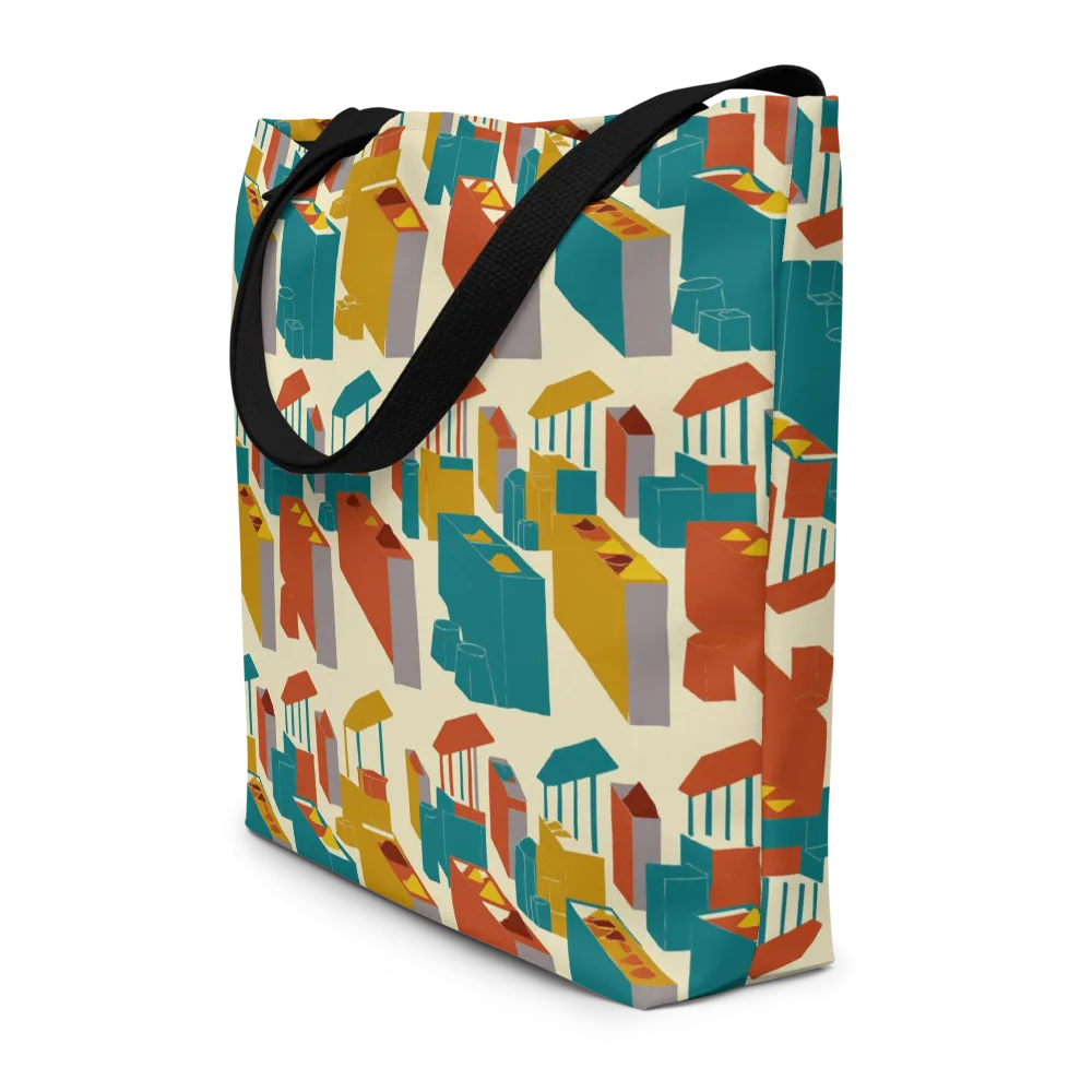 Market Geometry on Large Tote Bag W/ Pocket — Front