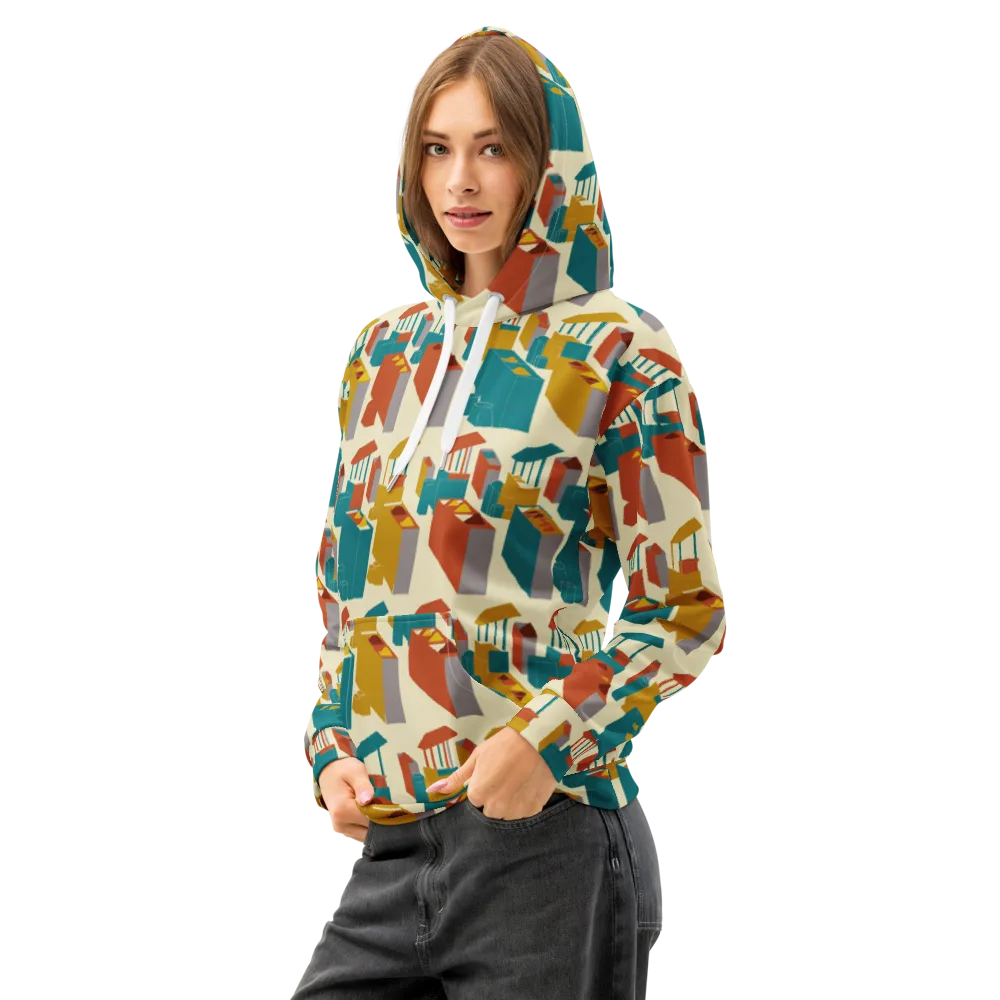 Market Geometry on Cotton Hoodie — Left Front