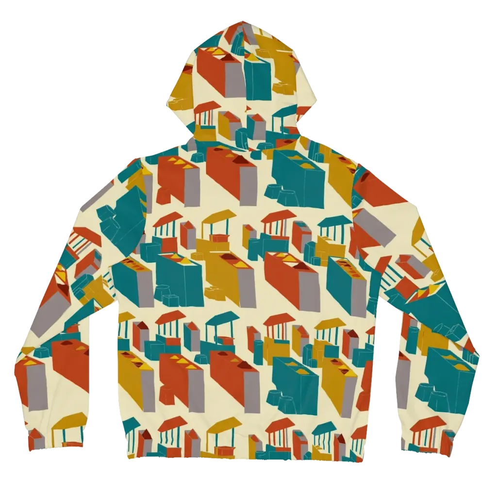 Market Geometry on Women's Full-Zip Hoodie — Back