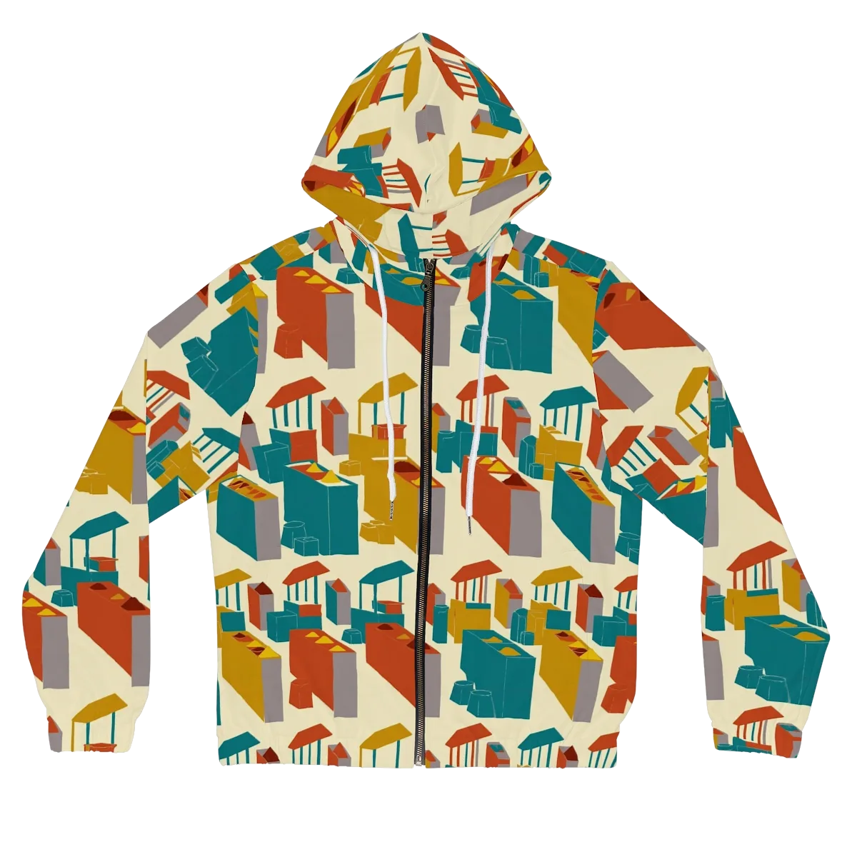 Market Geometry on Women's Full-Zip Hoodie — Front