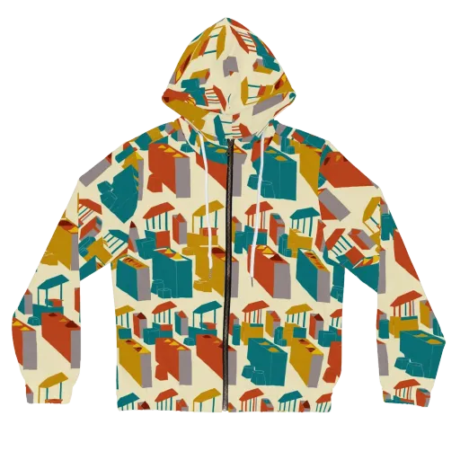Market Geometry on a Women's Full-Zip Hoodie