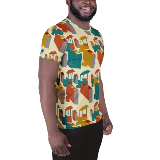 Market Geometry on a Men's Athletic T-Shirt