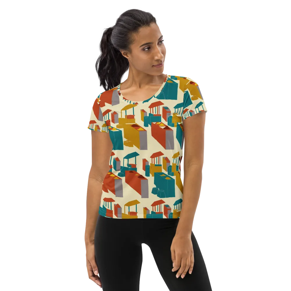 Market Geometry on Women's Athletic T-Shirt — Front