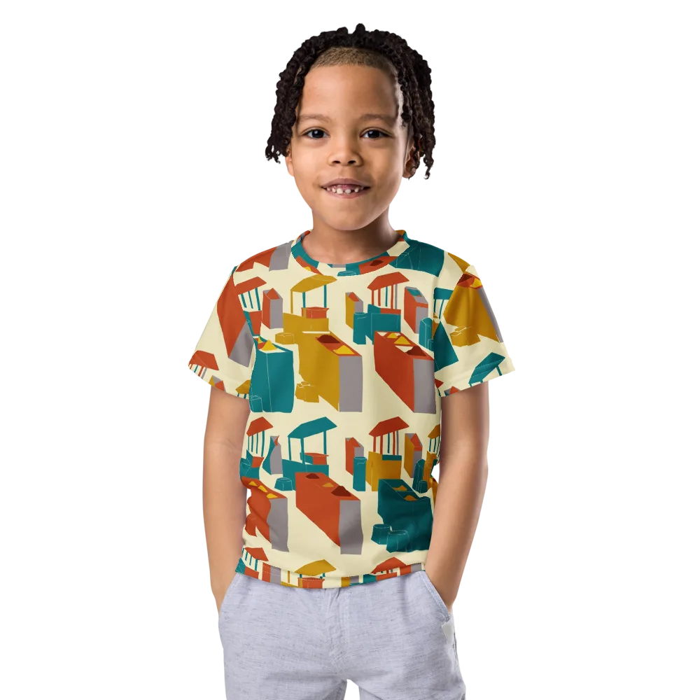 Market Geometry on Kids Crew Neck T-Shirt — Front