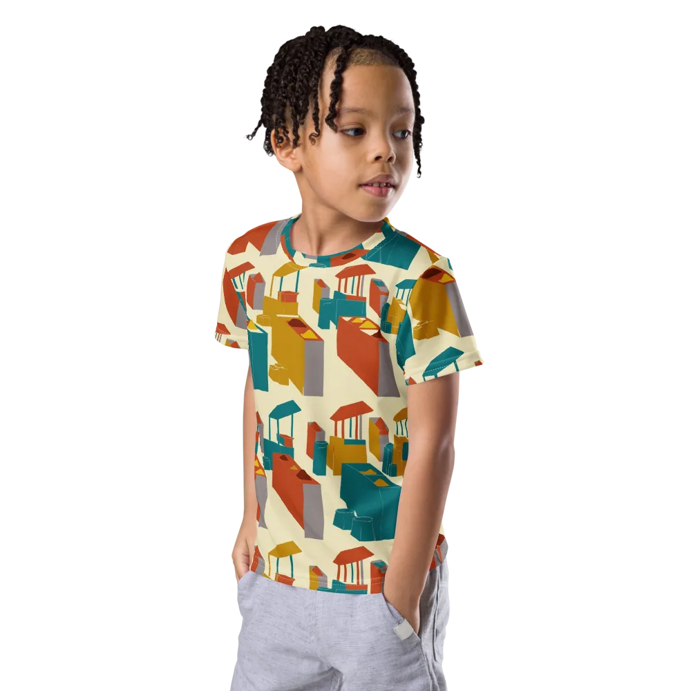 Market Geometry on Kids Crew Neck T-Shirt — Left Front