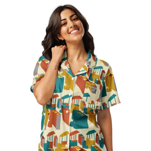 Market Geometry on a Women's Short Sleeve Pajama Top