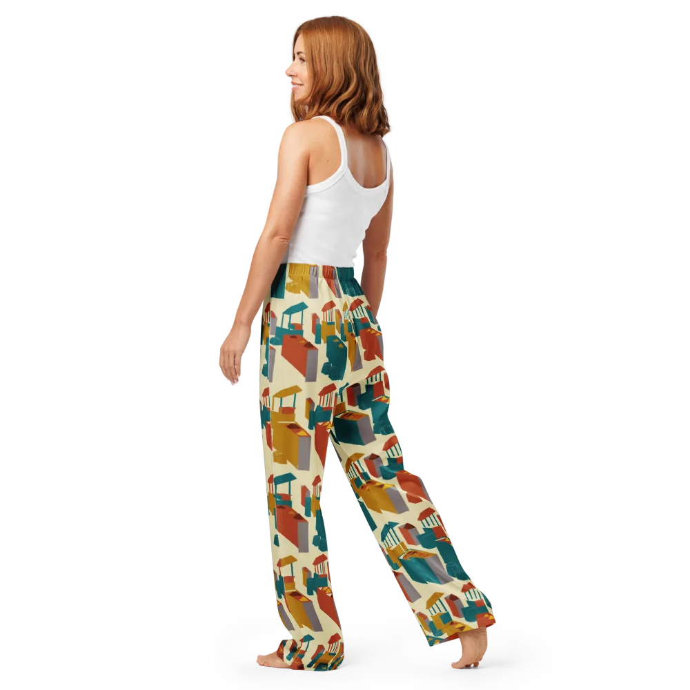 Market Geometry on Women's Pajama Pants — Back