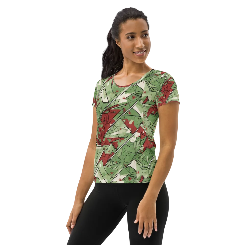 Redwood Riddle on Women's Athletic T-Shirt — Left