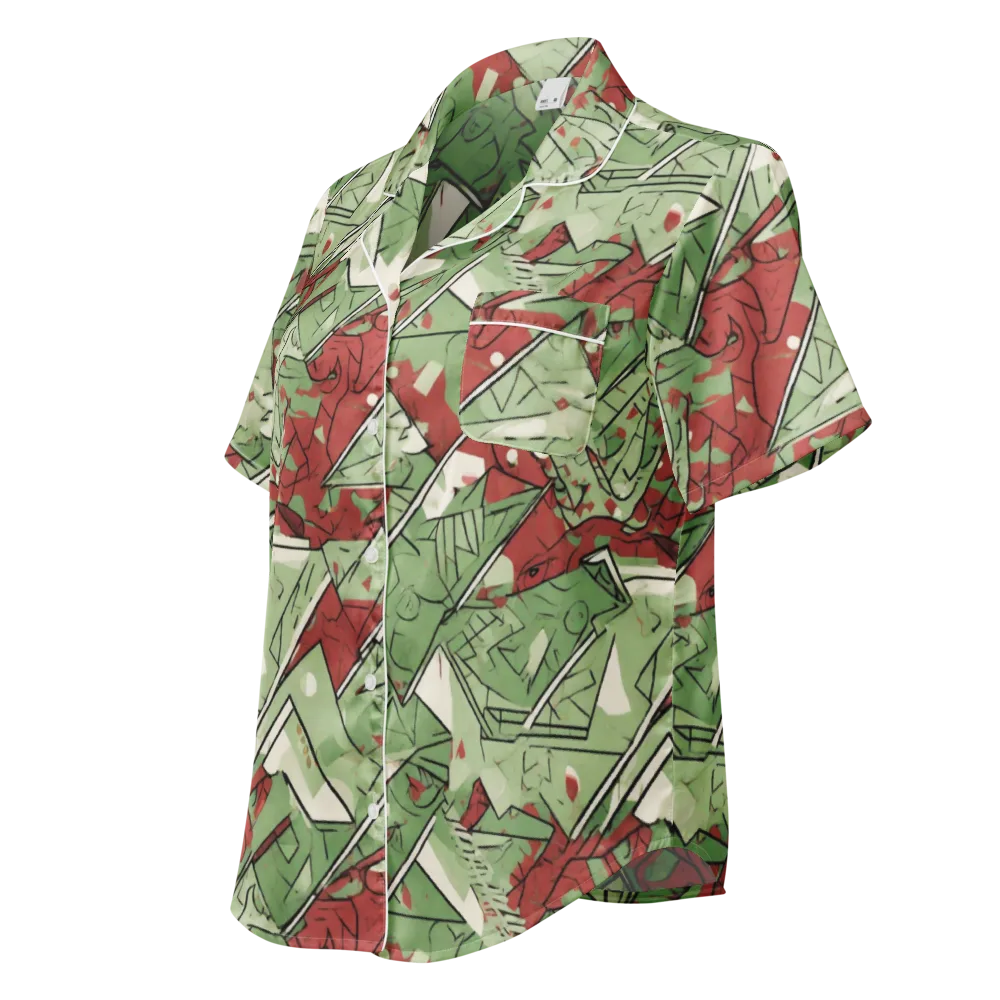 Redwood Riddle on Women's Short Sleeve Pajama Top — Left Front