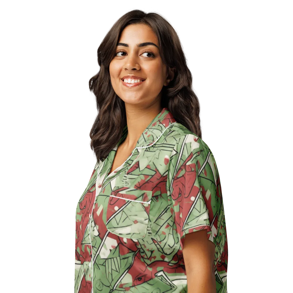 Redwood Riddle on Women's Short Sleeve Pajama Top — Left Front