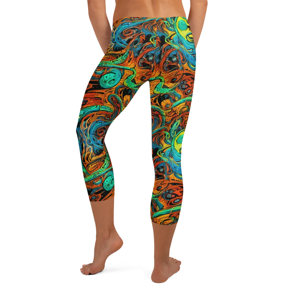 Flaming Mirage on Capri Leggings — Back