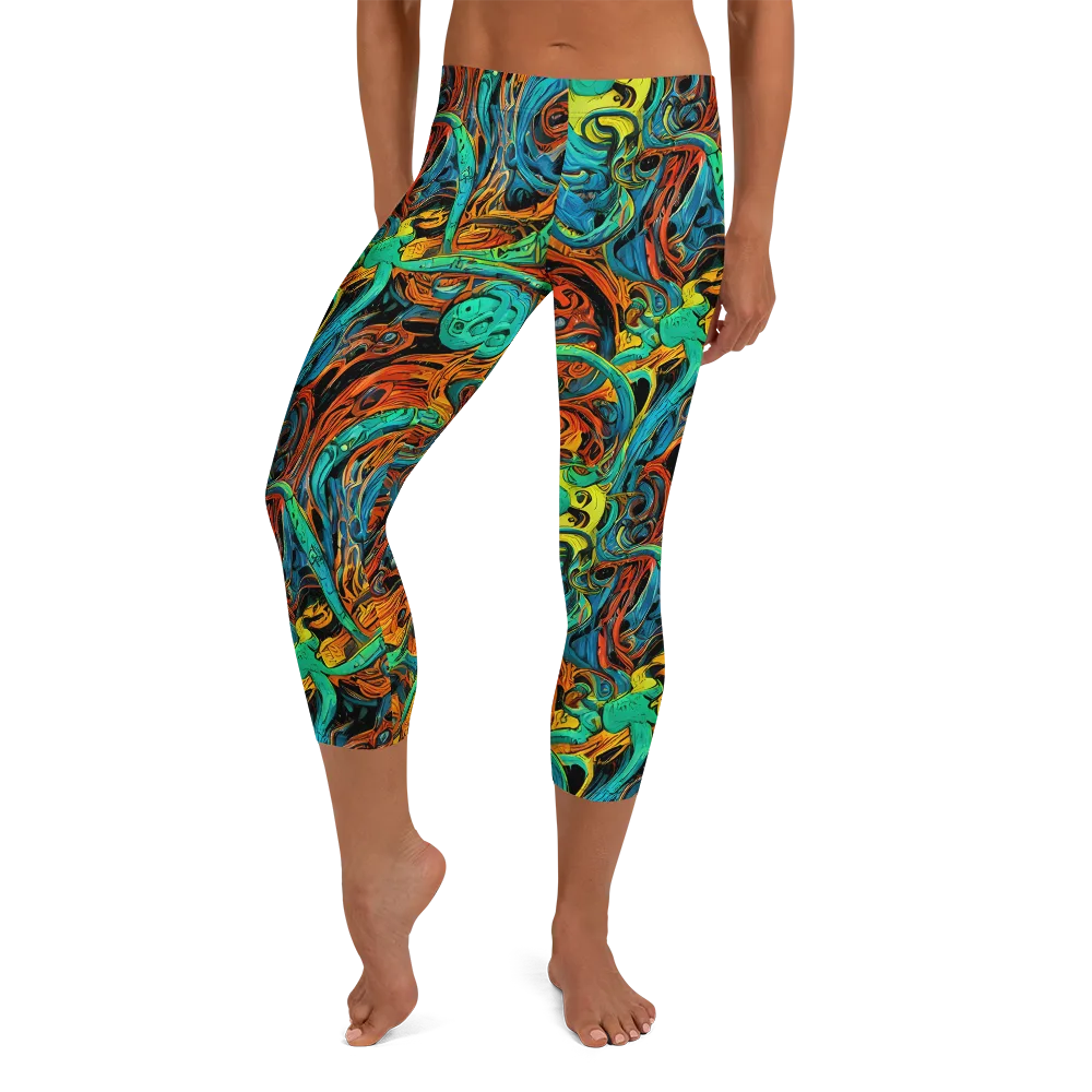 Flaming Mirage on Capri Leggings — Front