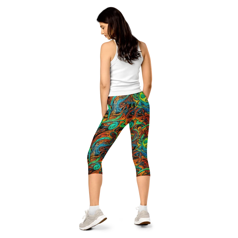 Flaming Mirage on Capri Leggings — Back