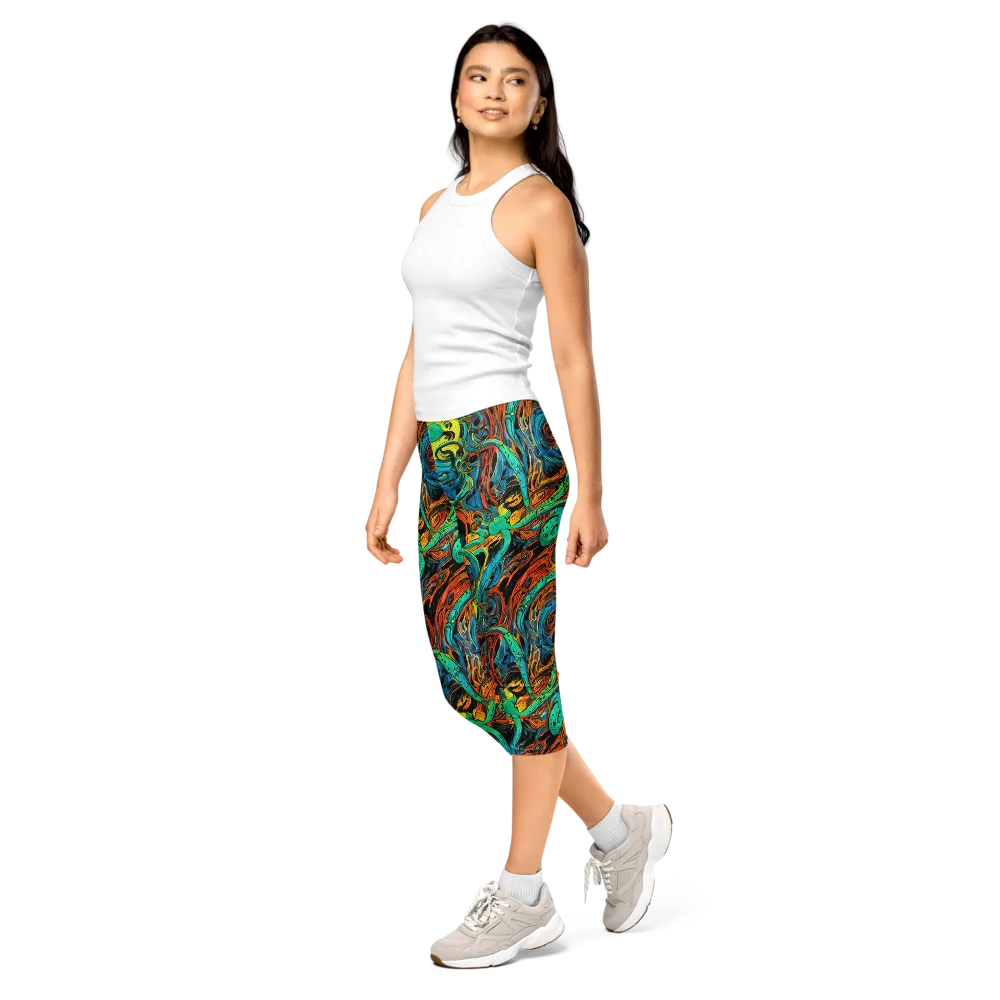Flaming Mirage on Capri Leggings — Left Front