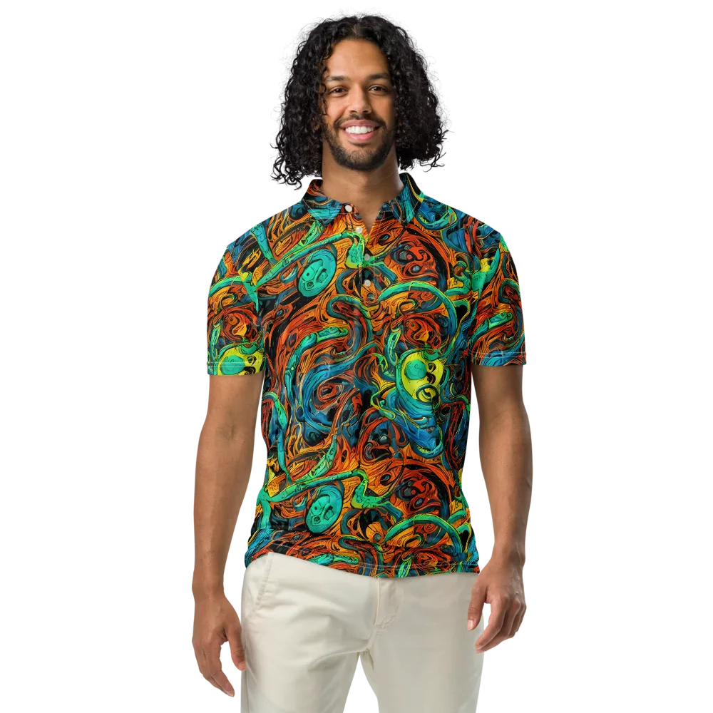 Flaming Mirage on Men's Slim Fit Polo Shirt — Front