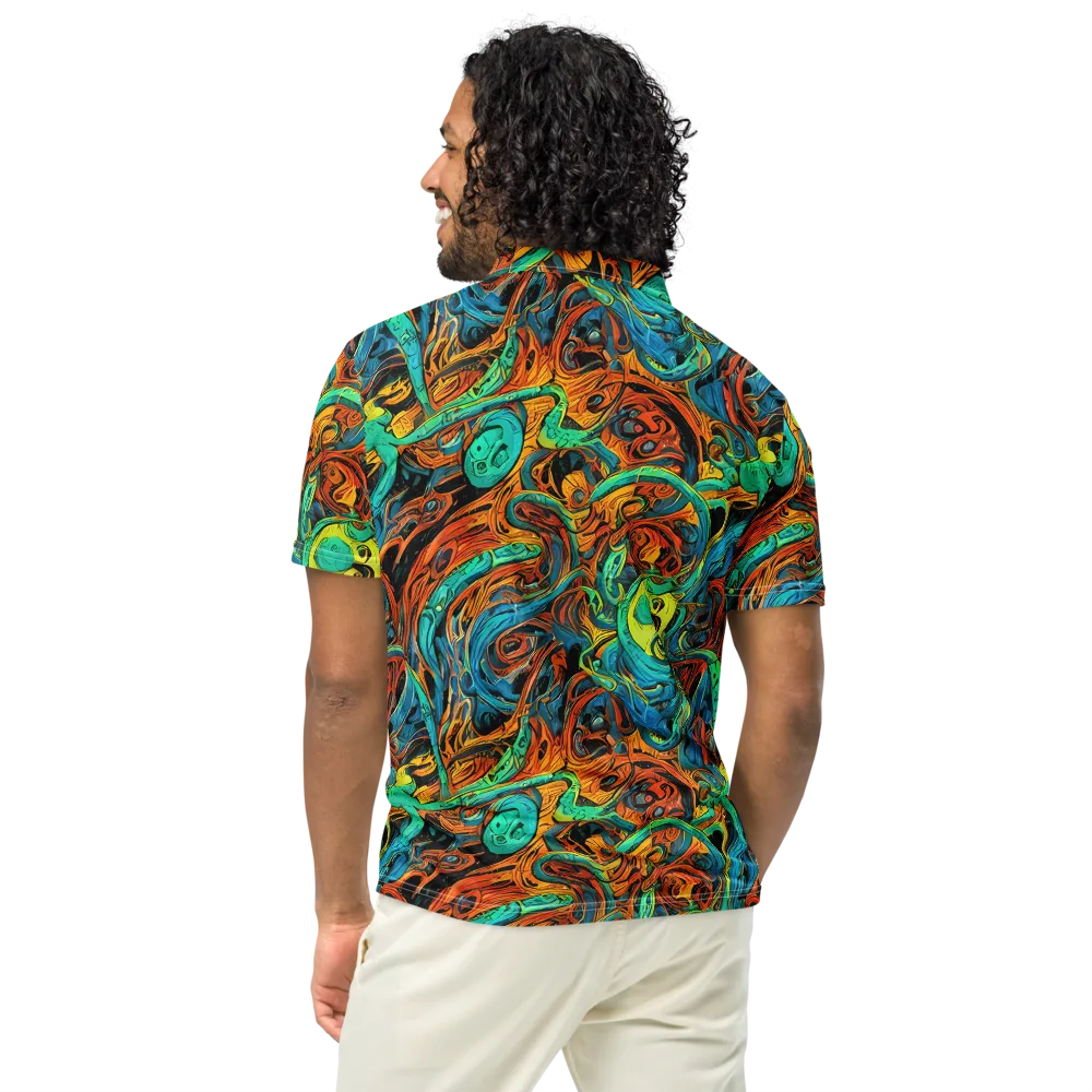 Flaming Mirage on Men's Slim Fit Polo Shirt — Back