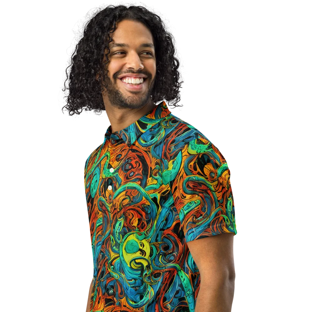 Flaming Mirage on Men's Slim Fit Polo Shirt — Left Front