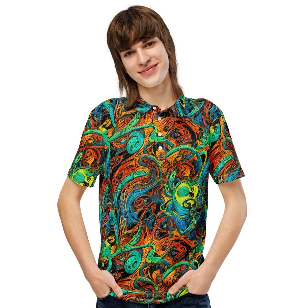 Flaming Mirage on Men's Slim Fit Polo Shirt — Front