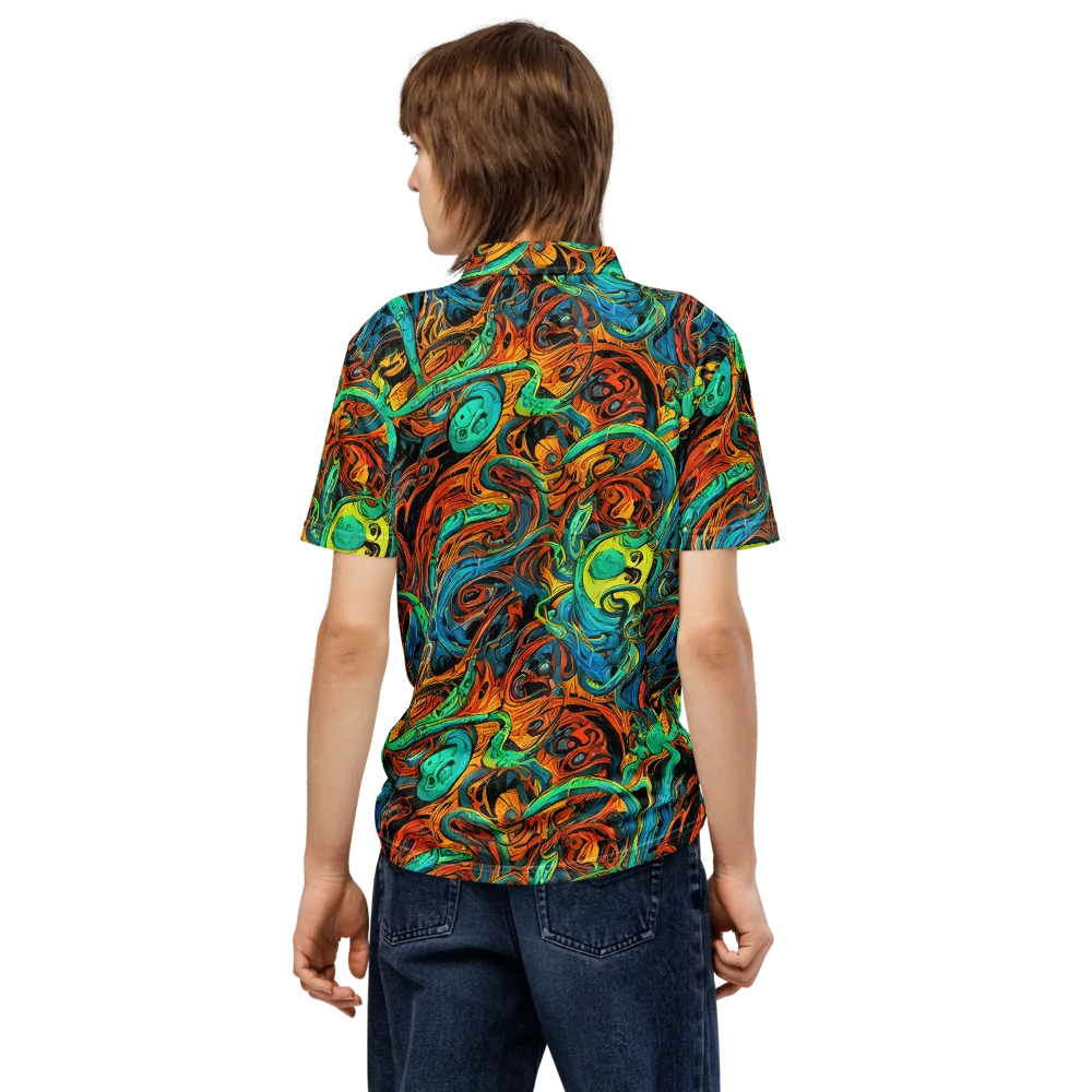 Flaming Mirage on Men's Slim Fit Polo Shirt — Back