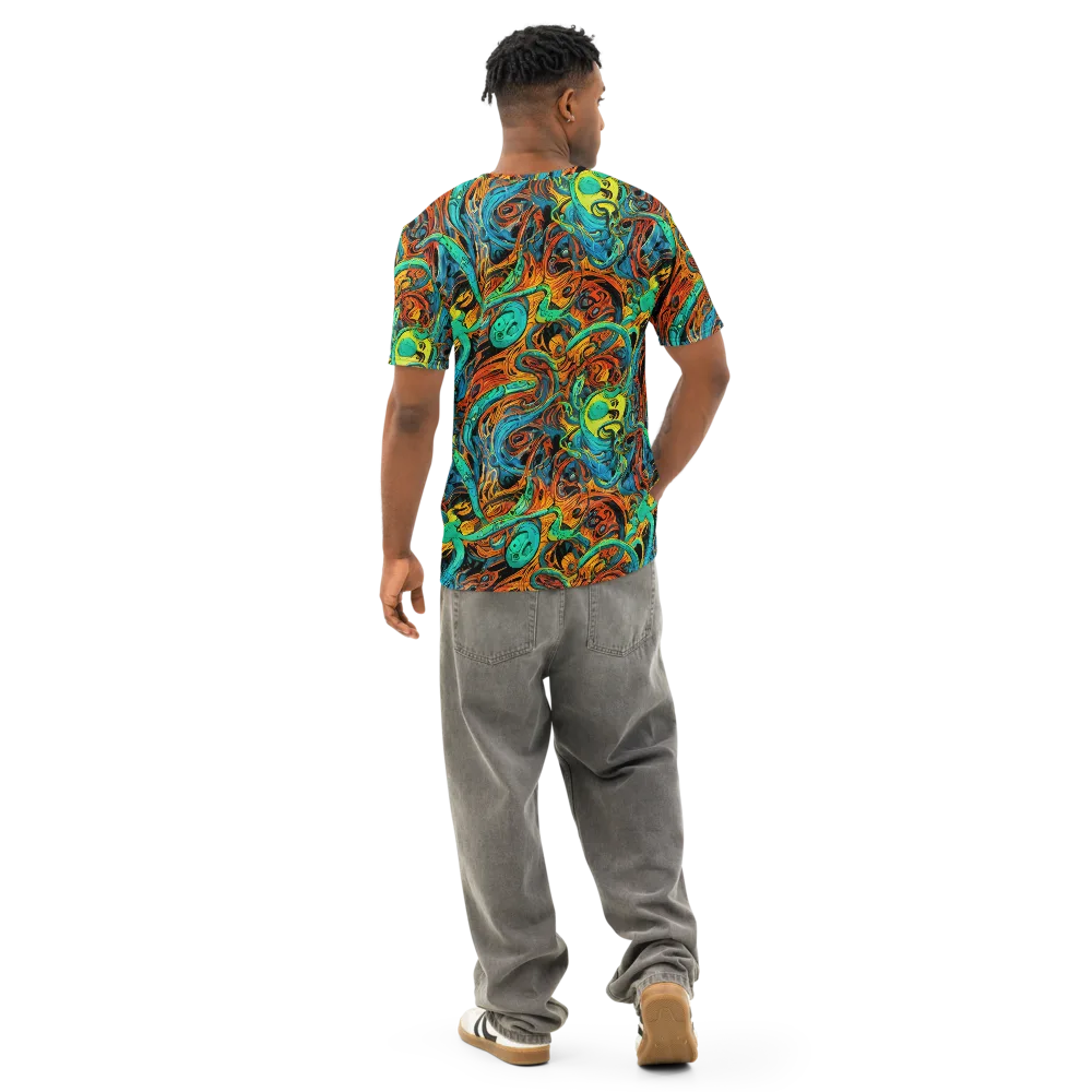 Flaming Mirage on Men's Cotton Crew Neck T-Shirt — Back