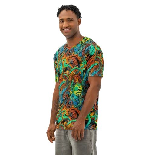 Flaming Mirage on a Men's Cotton Crew Neck T-Shirt