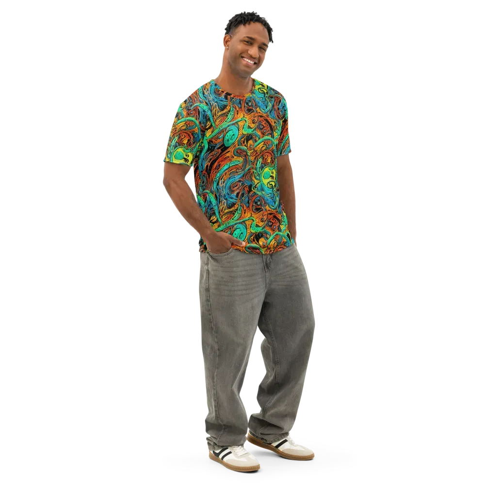 Flaming Mirage on Men's Cotton Crew Neck T-Shirt — Right Front