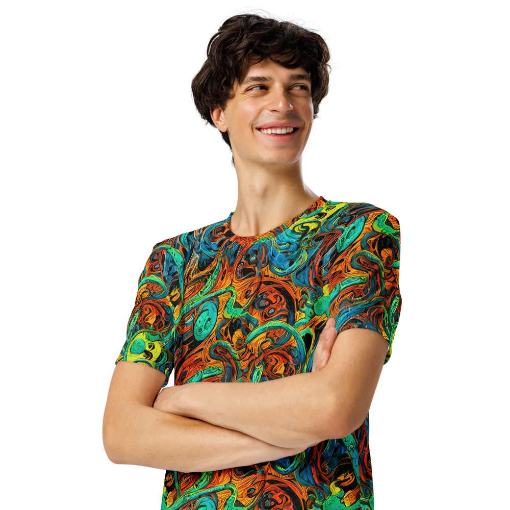 Flaming Mirage on Men's Crew Neck T-Shirt — Left Front