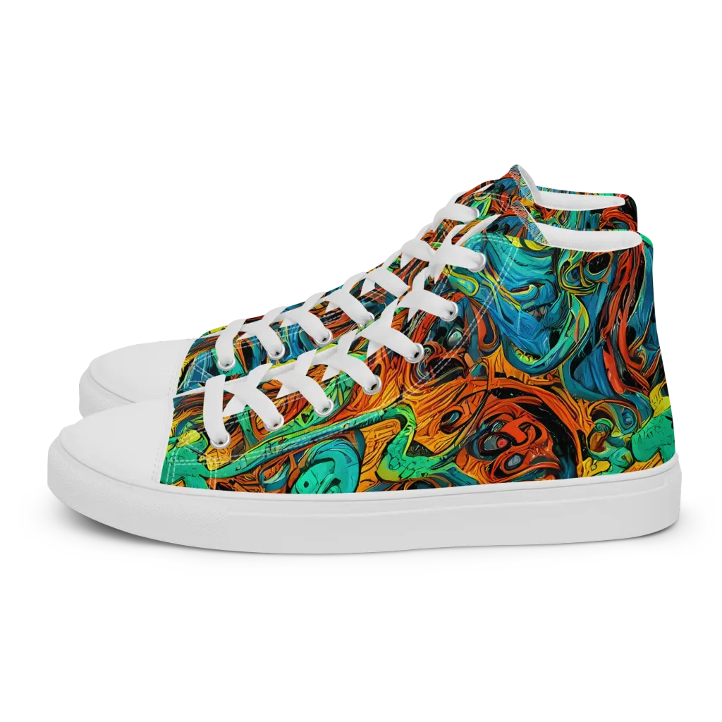 Flaming Mirage on Men's High Top Canvas Shoes — Left