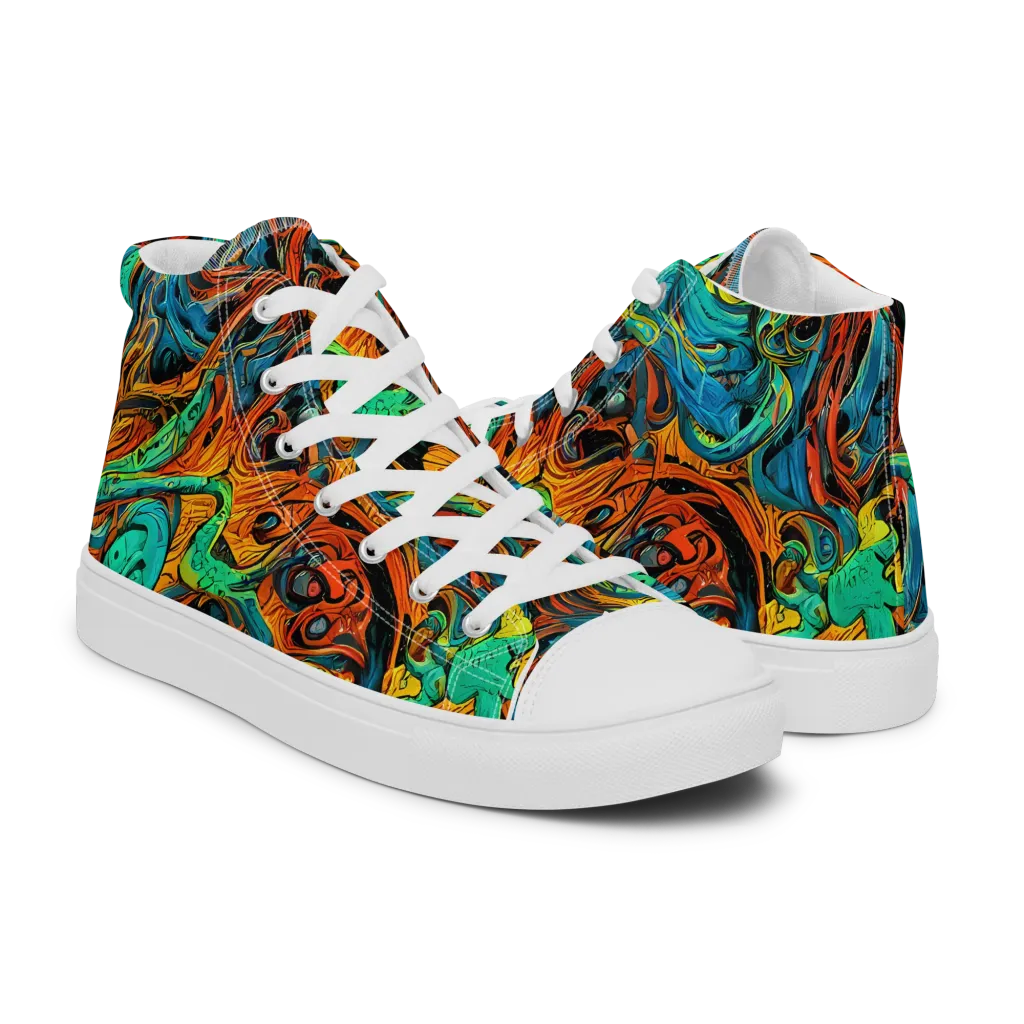 Flaming Mirage on Men's High Top Canvas Shoes — Right