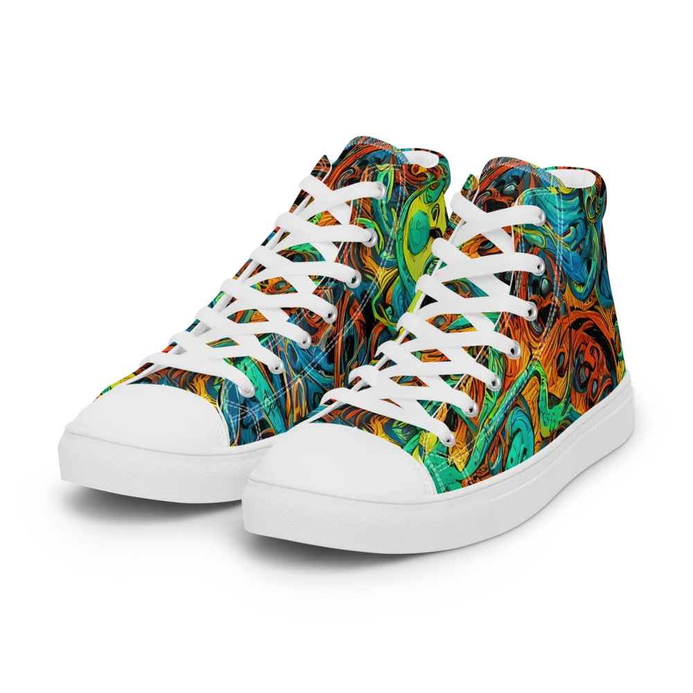 Flaming Mirage on Women's High Top Canvas Shoes — Left Front