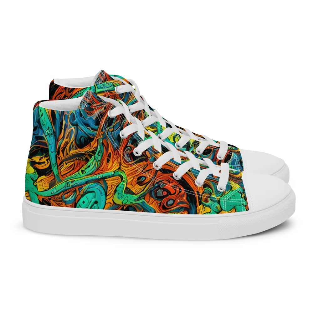 Flaming Mirage on Women's High Top Canvas Shoes — Right