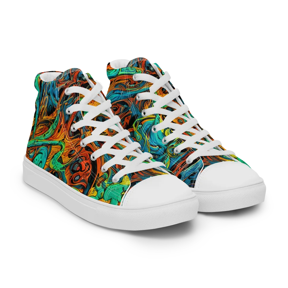 Flaming Mirage on Women's High Top Canvas Shoes — Right Front