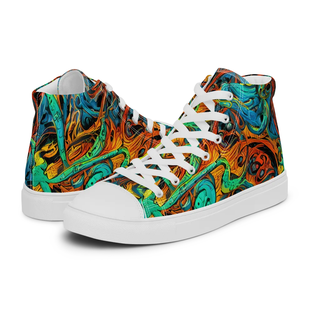 Flaming Mirage on Women's High Top Canvas Shoes — Left