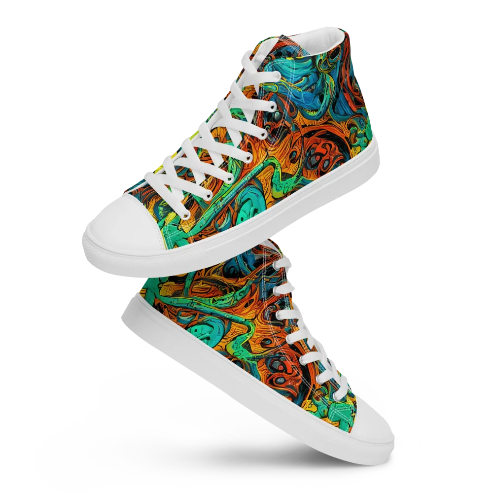 Flaming Mirage on Women's High Top Canvas Shoes — Front