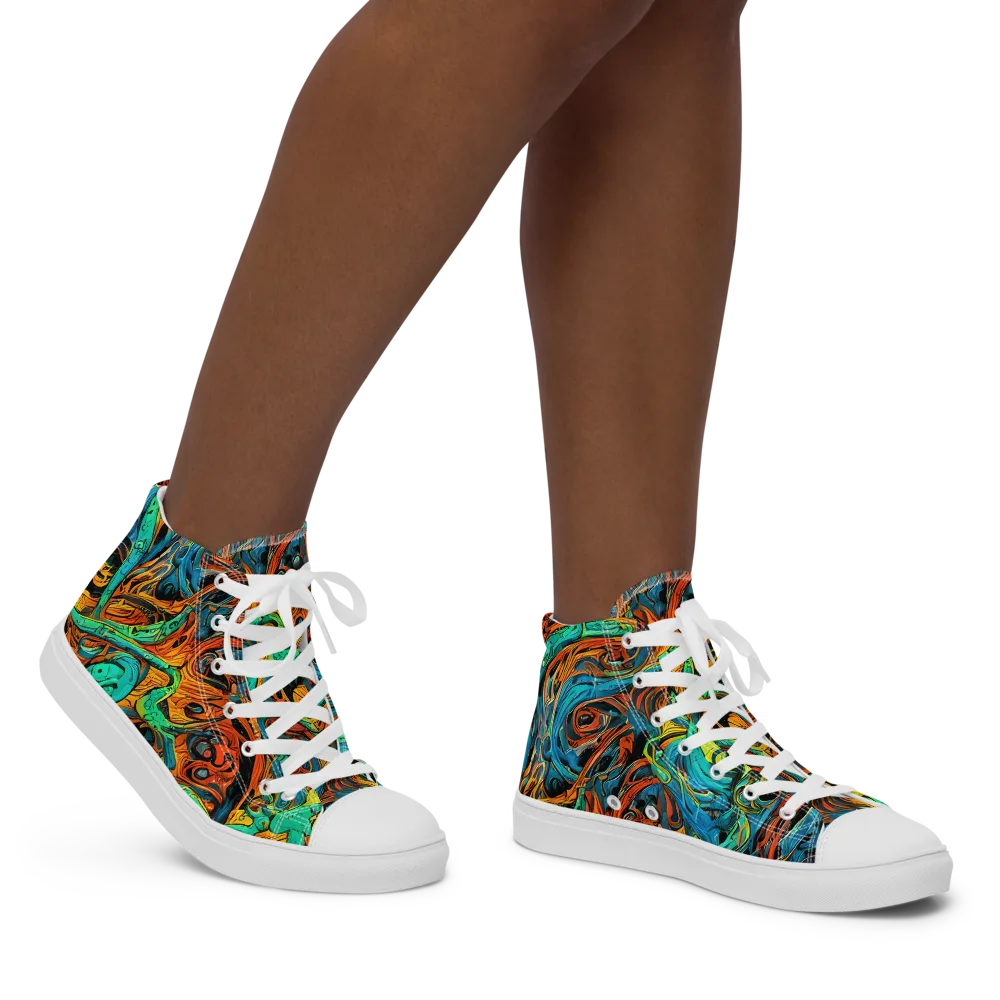 Flaming Mirage on Women's High Top Canvas Shoes — Right