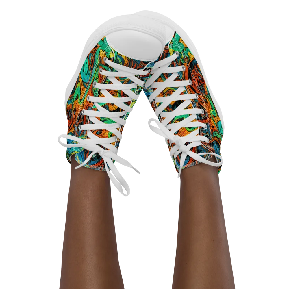 Flaming Mirage on Women's High Top Canvas Shoes — Front