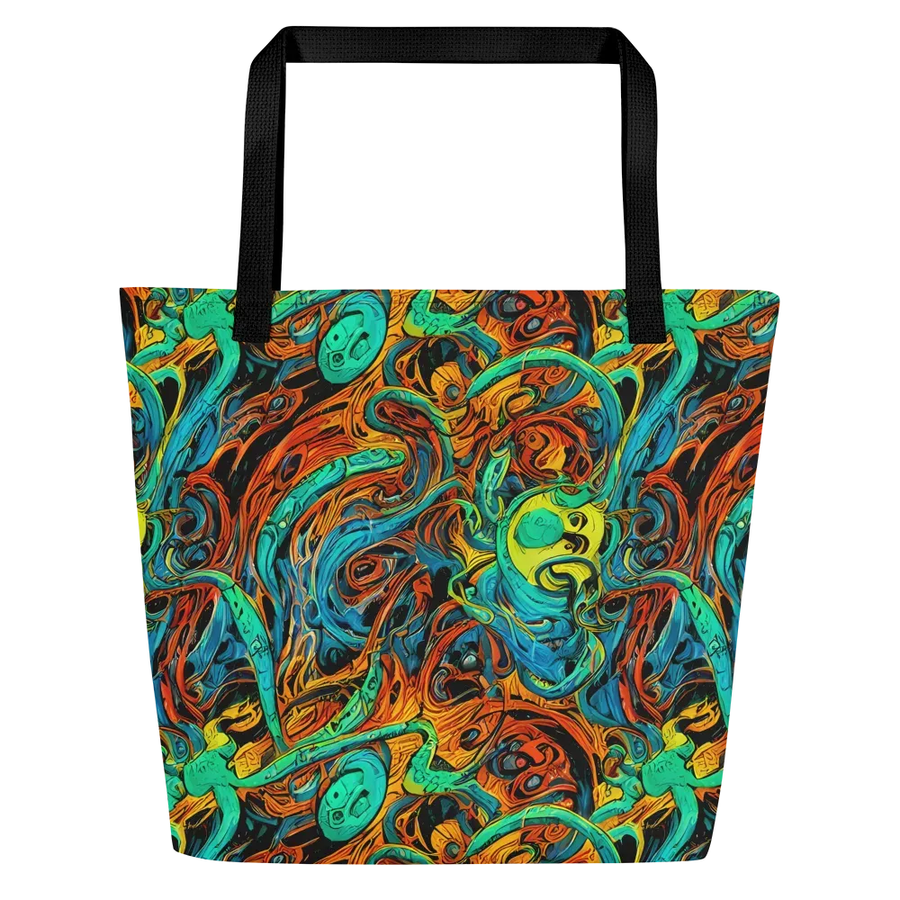 Flaming Mirage on Large Tote Bag W/ Pocket — Front